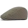 BERETS HT4286 Spring Autumn Caps för män Kvinnliga randiga konstnärsmålare BERET HAT Justerbar murgröna Sboy Flat Cap Manlig kvinna