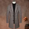 Giacca da uomo in misto lana di alta qualità allungata stile italiano elegante moda semplice business casual trench aderente da uomo 231102
