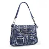 Avondtassen Mode gewassen denim dames crossbody tas jeans broek look messenger schouder kleine draagtas