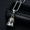 Pendant Necklaces Megin D Stainless Steel Titanium Ancient Words Motor Rider Small Bell Hip Hop Collar Chains Punk Necklace For Men Women