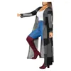 Women's Knits Fashion Cardigan Overcoat 3D Cutting Windproof Comfy Thin Type Color Block Long Outerwear