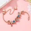 Bracelets de charme Buipoey Rose Gol Crown Heart Bead Felt of Life For Women Girls Meteor Star Pendant Bangle Bielry Gifts