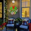 Juldekorationer Glödande julkrans för ytterdörrväggdekor Led Window Hanging Light Up Xmas Garland Pendant Juldekoration 231101