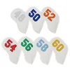 Outros produtos de golfe 7pcs Golf Club Head Cover Wedge Iron Protetores de cabeça 48 ° 52 ° 56 ° 60 ° Couro sintético branco 231101