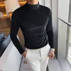 Men's T-Shirts Autumn Winter Half Turtleneck Velour Under T Shirt Men Long Sleeve Casual Stripe Slim Fit Tops Tees Men Fashion Social T Shirt 230331