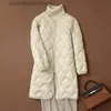 Women's Down Parkas Women X-Long Lightweight White Duck Down Keep Warm Jackets 2023 New Arrivals Korean Slim Fit VネックダウンライナーFEコートL231102