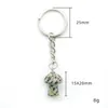 Keychains Lanyards Mini Mushroom Statue Key Rings Chains Natural Stone Carved Charms Healing Crystal Keyrings for Women Men 231101