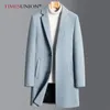Mélanges de laine pour hommes Hommes Manteaux de laine 2023 Hiver Couleur unie Haute qualité Veste longue Luxueux Slim Fit Business Vêtements Homme 231102