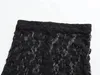 Women s Pants s TRAF Womens Slit Lace Leggings Black High Waist Elastic Sexy Semi sheer Horn Leggings Lace Bodysuits 2023 Autumn Set 231102