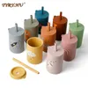 Cups Derees Uitrusting 150 ml Baby voeding Drinkware Straw Cup Baby leren Voerflessen Anti lekvrije siliconen servies