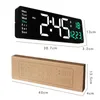 Wall Clocks Led Electronic Remote Control Alarms Digital Large Table Wall-mounted Clock Temp Date Week Display Room Decor