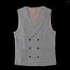 Gilets pour hommes Style britannique Double boutonnage costume gilet hommes mince décontracté affaires sans manches banquet fête smoking serveur discothèque gilet