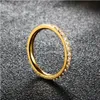 Stainless Steel Simple CNC Full Zircon Stone Thin Tail Rings Gold Plated Minimalist Charm Rings For Women Jewelry Gift