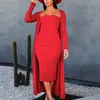 Work Dresses Fashion Women's Casual Two-piece Suit Sexy Starpless Solid Colors Slim Bodycon Party Midi Dress Long-sleeve Cardigan Coat