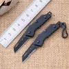 Kleines Klappmesser, tragbares Campingmesser, Multifunktions-Taschenmesser aus Edelstahl mit Wellenschliff, EDC-Werkzeug, MINI-Cutter, schwarze Klingen, Obstmesser