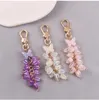 Keychains Creative Glitter Butterfly Plating Lily of the Valley Hanging Bead Key Ring Case Airpods Women Bag Car Pendant Keyring