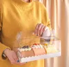 Boîte d'emballage transparente en rouleau de gâteau avec poignée, boîte à gâteau au fromage en plastique Transparent écologique, boîte à rouleau suisse de cuisson dh0378
