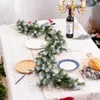 Verde floreale finto 1 pz Ghirlanda di rattan natalizio con ghirlanda artificiale di Natale a LED Ghirlanda bianca Albero di Natale artificiale Corona di decorazione in rattan 231102