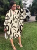 Freizeitkleider Damen Batik-Leoparden-Fledermausärmel O-Ausschnitt Französisches lockeres Kleid Herbst Urban Fashion Business
