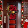 Ghirlande di fiori decorativi Ghirlanda natalizia con lanterna Ghirlanda per porta d'ingresso con grande fiocco Ornamento stagionale Decorazione natalizia per parete della porta d'ingresso 231102