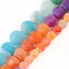 Beads 6/8/10mm Coloful Frost Cracked Agates Natural Stone For Jewelry Making Loose Spacer Round DIY Necklace Bracelet 15inch