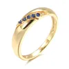 Anéis de casamento Huitan simples cor de ouro suave para mulheres incrustadas azul zircônia cúbica luxo na moda noivado senhora jóias