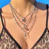 Pendant Necklaces Fashion Multi-layer Spider Necklace Gothic Chain Grimace Cross Angel Women 2023 Elegant Choker Wedding Jewelry Gifts