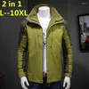 Masculino para baixo mais 10xl 8xl 6xl 5xl Brand Round Style Dress Men Men Jackets e casacos 3 em 1 Liner chapéu destacável