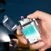 Lighters Transparent Case Windproof Waterproof Impulse Double Arc Lighter with Light USB Type C Fast Charging Creative Tools Men's Gifts