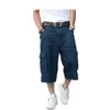Men's Shorts Hip-Hop Wide-leg Denim Multi-Pocket Cropped Jeans Loose Cargo Men Plus Size 44 P230308