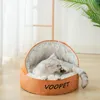 Cat Beds Furniture Plush Round Cat Bed Pet Mattress Warm Soft Comfortable Basket Cat Dog 2 in 1 Sleeping Bag Nest for Small Dogs 231101