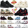 Jumpman 4 chaussures de basket-ball hommes femmes 4s Black Cat Red Cement Military Black olive Metaillic Sail Red Thunder Fire Red baskets baskets pour hommes