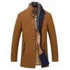 Laine pour hommes Manteau de laine pour hommes veste d'hiver en cachemire hommes coupe-vent décontracté longue coupe ajustée Trench en laine épaisse avec écharpe détachable s 231101