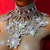 Chokers Fashion Chunky Gem Crystal Star Statement Unique Starburst Pendant Rhinestone Luxury Big Instagram Maxi Choker Collar Necklace 231101