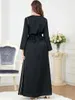 Vêtements ethniques Femmes Printemps Été Mode musulmane Luxe Noir Slit Col V Turc Abaya Arabe Islamique Marocain Kraftan Robe