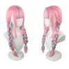 Trend Wig Long Hair Pink Blue Gradient Double Ponytail Twist Braids Suitable for Party Activities Halloween Festivals Etc