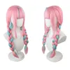 Tendência peruca de cabelo longo rosa azul gradiente duplo rabo de cavalo torção tranças adequado para atividades de festa festivais de halloween etc