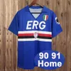 QQQ8 1990 1991 Sampdoria Retro Mens Soccer Jerseys Mancini Vialliホーム半袖サッカーシャツ