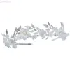 Stirnbänder Mode Porzellan Blume Hochzeit Krone Braut Haar Tiara Silber Farbe Blatt Kopfschmuck Frauen Party Prom Zubehör Haar Schmuck 231102