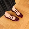 Dress Shoes Springsummer Mary Jane Shoes Patent Leather Woman Shoe French Square Toe Thick Heel Shoes Women Buckle Strap Commute Pumps 231101
