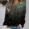 Kobiety z kapturem 3D Diamentowa cekinowa cekina nadruku masła okrągła szyjka sweter 2023 Autumn Shopping Pullover plus rozmiar wygodny