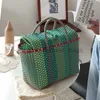 Totes 3 color Women Durable Weave Beach Bag Woven Bucket Casual Tote Handbags Bags Popular Receive str plastic braided basketcatlin_fashion_bags