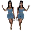 Work Dresses Summer Strapless Denim Skirt Sets Sexy Tube Crop Top And Button Up Bodycon Mini Skirts Women 2 Piece Casual Outfits Streetwear