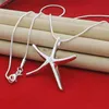 NIEUWE top zilveren sieraden 925 Sterling Zilver mode charme Zeester HANGER snake chain leuke ketting274O