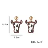 Dangle boucles d'oreilles lustre bohème Vintage peau de serpent imprimé léopard tête de taureau en forme de cuir pour les femmes 2023 géométrique cadre en bois boucle d'oreille