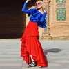 Skirts Top Fashion Red Long Skirt For Women Ruffled Asymmetrical Prom Party High Waist Low Chic Ladies Evening Custom