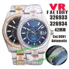 VR Factory Watches 326934 /326933 904Lアイスアウトフルダイヤモンド42mm Cal.9001自動メンズウォッチブルー /ブラックダイヤモンドブレスレット門