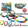 Diecast Model Cars Laddningsbara spårbilar för pojke flexibelt spår med LED-lysande racerbilset Anti-Gravity Assembled Track Car Gift for Children 231101