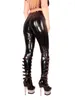 Calças femininas mulheres sexy falso couro punk estilo bodycon cintura alta zip aberto virilha nightclub wear leggings magro moda gótico personalizado