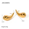 Orecchini con perno Youthway 18K placcato oro in acciaio inossidabile a forma di goccia lucido fascino vuoto gioielli d'oro regalo per le donne ragazze 2023